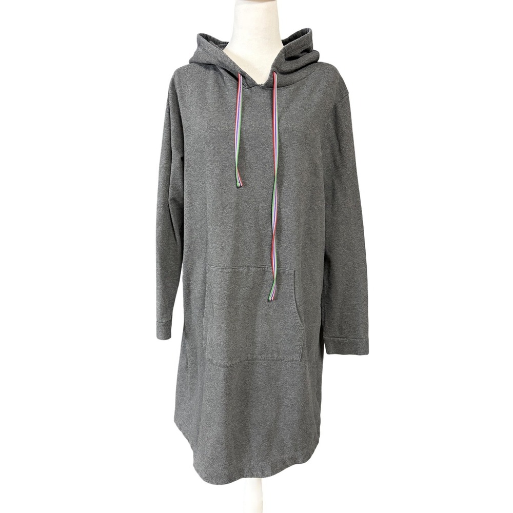Boden Dress‎ Womens 16/18R Plus Gray Hooded Sweatshirt Shift Pockets Long Sleeve